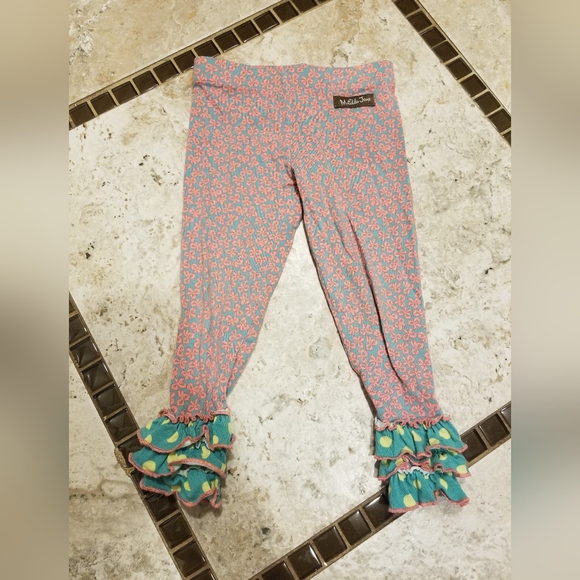 Matilda Jane Pink Floral Ruffle Leggings size 2 - Picture 1 of 4